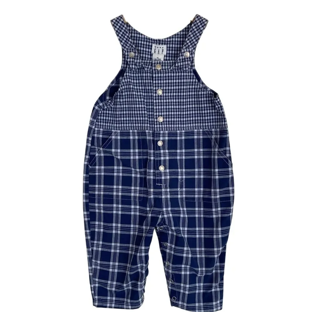 Baby Gap Overalls Baby Size 18-24 M Blue‎ White Multi Print